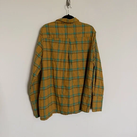 PrettyLittleThing Mustard Plaid Button Up Shirt One Size - Picture 6 of 9